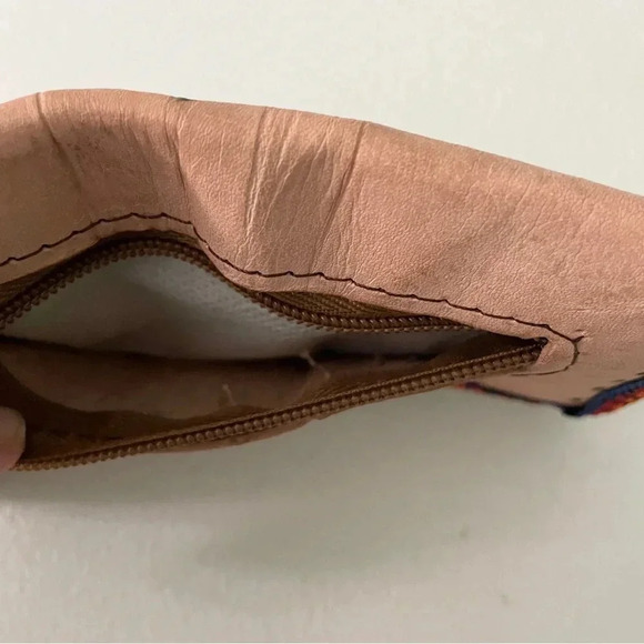 Leather Floral Wallet Mexico Snap Close 3 Pocket Color Trim Boho Hippie Nature - Picture 6 of 8